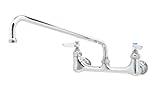 T&S Brass B-2299 Double Pantry Faucet, Wall Mount, 8-Inch Centers, 14-Inch Swing Nozzle, 1/2-Inch Np