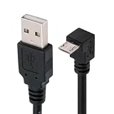 JSER ダウンアングル 90 度 Micro USB 2.0 タイプ 5 ピン - USB 2.0 タイプ A データ充電ケーブル 480Mbps データ 携帯電話 タブレット コンピューター カメラ用 (100cm)