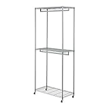 ドウシシャ ハンガーラック 2段 ミリタリーカラーラック ルミナスパーツ互換品 ポール径25mm 幅91.5×奥行46×高さ216.5cm スカイグレイ IC9021-3GY