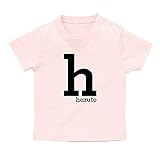 イニシャル Tシャツ / ベビーサイズ [BT343] 80cm ライトピンク×ブラックロゴ 出産祝い 誕生日 プレゼント おしゃれな 名入れ ベビー服