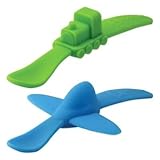 Oogaa 2-Pack Planes & Trains Silicone Spoons in Blue/Green by oogaa [並行輸入品]
