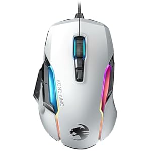 ROCCAT ゲーミングマウス Kone AIMO Remastered 有線 編み込み ホワイト/白 光学式/16K/多ボタン/130g/MMO RGB Windows 7以降 【日本正規代理店品】