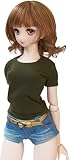【Petite Marie】1/3 DD対応 半袖 Tシャツ 着回し シンプル カーキ ラウンドカラー デイリーTシャツ カジュアル 60cm ドール BJD 人形服 【プティットマリエ】 [No.0051]