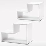 【ディスプレイラック 木製】パズルラック お得な2個セット 組み合わせ自由 お洒落な飾り棚 L字型収納オープンラック コーディネイト式 魅せるカラーボックス 色：ホワイト