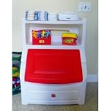 step2リフトと非表示本棚Storage Chest for Kids – 耐久性プラスチックおもちゃボックス本棚オーガナイザー、ホワイト/レッド
