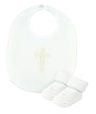 Stephan Baby Infant Boy/Girl Embroidered Christening Bib and Bootie Socks Set, White by Stephan Baby