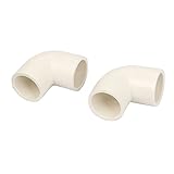 uxcell　パイプ継手　PVC　真鍮　ホワイト　 50 x 50 x 31mm　90度エルボータイプ　2個入り
