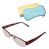 Galaxsee 老眼鏡 ブルーライトカット ステンレス合金フレーム カジュアル＆ビジネスタイプ メンズ 男性用 GAL-01 (C2 ボルドー, +1.50)