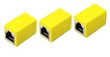 【Amazon限定】LANケーブル用中継コネクタ コンパクト ギガビット RJ45 延長 Cat7 Cat6 Cat5eコネクタ プラグ 8P8C メス-メス (3個, イエロー)