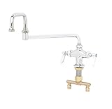 T&S Brass B-0251 Double Pantry Faucet with Single Hole Base, 4-Inch Spreader and 15-Inch Double-Join