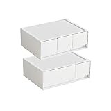 A5小物入れレターケース 引き出し2段/3段/4段/5段 デスクトレー 書類ケース 小物整理収納 積み重ねる対応 シンプル 頑丈 おしゃれ収納ボックス 文房具 デスク収納 ホワイト オフィス 防塵 コンパクト 完成品 約幅23×奥行17×高さ8cm (2段引き出し（引き出し1つ＋3つセット）)