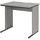 オフィスコム オフィスデスク 平机 幅800×奥行600×高さ700mm 配線スリット スチール脚 ワークデスク 事務机 グレイッシュ Z-LWD-0860-GRS