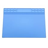 Fenteer 4色選択 シリコン 修理マット 修理作業用パッド 断熱 折り畳み式 滑り止め 電子機器回路基板修理用 絶縁 耐高温性 作業効率向上 - ブルー