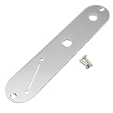 Musiclily Pro 32mm スチール製 テレキャスター用コントロールプレート ナローポットホールとスイッチ角度ありタイプ Tele TLエレキギター用、クローム