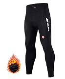 [Souke Sports] メンズ サイクルパンツ ロング 4Dパッド付き 痛み軽減 サイクリング タイツ 裏起毛 レーサーパンツ 再帰反射 自転車ウェア 秋冬