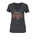 NFLシンシナティ・ベンガルズWomen 's Winning Ranks半袖VネックTシャツ、スモール、チャコールヘザー
