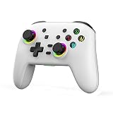 Switch Pro コントローラー Switch/Switch Lite と互換性あり、RGB ライト/プログラマブル/ターボ/振動/モーションコントロール/ウェイクアップ付きワイヤレス Bluetooth Switch コントローラー (白)