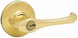Kwikset Dorian Entry Lever in Polished Brass [並行輸入品]