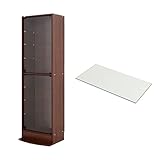 【福袋】【地球家具】NEWコレクションラック新シリーズ 幅55cm 開き戸 ハイタイプ 本体【大きさが選べるコレクションケース】 [耐震・鍵付] LED兼用 （開き戸 ハイタイプ、中型（奥行29cm）、ブラウン） 追加ガラス棚1枚付
