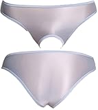 [Miracroute] 男女兼用 フロント オープン クロッチ パンティー メンズ レディース シースルー ビキニ プレイ エロ 下着 フルバック パンツ (水色)