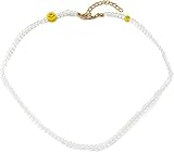 [ROSELLA] 透明ビーズ ネックレス ニコちゃん スマイル 韓国ファッション Butter 人気オルチャンアクセ