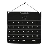 ウォールポケット 薬カレンダー 1ヶ月 飲み忘れ防止 壁掛け収納 小物入れ マンスリーカード 見やすい (ブラック)