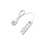 エレコム 電源タップ 雷ガード 一括スイッチ スイングプラグ 4個口 2.5m ホワイト T-K3A-2425WH