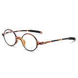 [REAVEE] 老眼鏡 丸型 ブルーライトカット 軽量 コンパクト おしゃれ 携帯 レディース メンズ 携帯用 ケース付き べっ甲色 +2.00