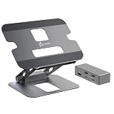 j5 create Multi-Angle 4K Docking Stand アルミニウム製 無段階設計 ドッキングステーション搭載 マルチアングル ノートPCスタンド USB A/Type-C PD対応 100W 充電ポート搭載 スペースグレー