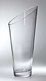 Majestic Gifts T-730-10 Classic clear 12 in. High Quality Glass Slanted Vase
