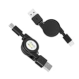 Mirhua タイプC 巻取り式 Type-Cケーブル 充電ケーブル 急速充電 2本セット/0.75M iPhone16/15 LG Galaxy iPad iQOS Nexus 5X/ 6P 多機種対応 ブラック 充電コード