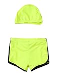 正規品 最新 男の子水着 男児水着 スイムキャップ付2点セット キッズ スクール水着 (5T(100-110), イエロー)