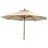 ガーデンパラソル 木製 アイボリー 幅2700mm UVカット99.9%