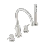 Dyconn Faucet BTF74-BN Signature Series Catalan 4 Hole Roman Tub Filler Deck Mount with Matching Han