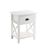 ファックス台 電話台 ルーターやモデムの収納に便利 サイドテーブル 木製電話台 ファックス台 収納 収納家具 木製 (ナチュラル) ホワイト サイドテーブル