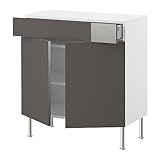 IKEA(イケア) FAKTUM アブストラクト グレー 80x37 cm 49890383 ベースキャビネット/ 棚板/引き出し/扉2枚付、アブストラクト グレー