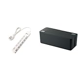 ELECOM 電源タップ 雷ガード 個別スイッチ ほこりシャッター付 6個口 2.5m ホワイト T-K6A-2625WH + ELECOM ケーブル収納ボックス 6個口電源タップ収納 ブラック EK