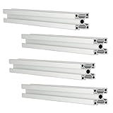 シルバー 2020 アルミ押し出しプロファイル4穴リニアレール 2020 アルミプロファイルフレームマシンDIY3Dプリンターワークベンチ CNC (400mm) 4PCS