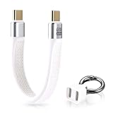 ELUTENG USB C ケーブル 短い 13.5cm タイプc ケーブル 240W急速充電 40Gbps高速転送 8K60Hz出力 キーリング付 アルミ合金 ブラック USB4.0 持ち運び便利 ホワイト