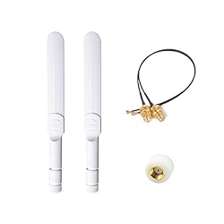 8dBi 無線LAN対応 SMA アンテナ ２本 + IPEX-SMA ケーブル ２本 セット RP-SMA デュアルバンド 高性能 2.4GHz/5.0GHz WIFI/Wimax(ホワイト)