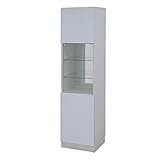 JKプラン Alnair　リビング収納庫 コレクションケース（鏡面仕上げ） 幅45cm ホワイト FAL-0012-WH