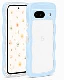 Google Pixel 7a用 ケース ウェーブ ピクセル 7a 対応 うねうね 人気 韓国 耐衝撃 超軽量 薄型 おしゃれ pixel 7a用 なみなみ パステル 可愛い 透明 オタ活 推し活 (スカイブルー, pixel7a)
