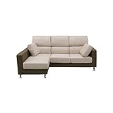 大川家具 関家具 カウチソファ 3人掛け (198cm幅) ベージュ/ダークブラウン スチール脚 128514