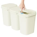 TZAVE ゴミ箱 ふた付き 3個組（9.5L) ゴミ箱 スリム おしゃれ 蓋付きごみ入れ 塵箱 幅18×奥行23×高さ31cm ホワイト
