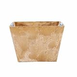 植木鉢/プランター アートストーン アクア 【スクエア型/37cm】 中底網付/穴無し ベージュ 〔ガーデニング用品/園芸〕