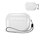 For AirPods 4 用 ケース カバー 【KONXISA】ワイヤレスイヤホン ケース クリア TPU素材 着用しやすい 耐衝撃 防水防塵 ウォッシャブル（カラビナ付き+ストラップ付き ） 装着充電可能 持ち運びがしやすい（クリア）