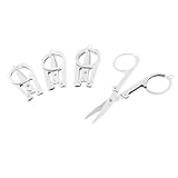 uxcell はさみ　カッター　ペーパークラフト　細断　シルバートーン　折りたたみ　メタル　4個入り