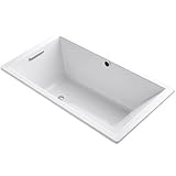 KOHLER K-1136-W1-0 Underscore 66-Inch x 36-Inch Drop-In Bath with Bask Heated Surface and Reversible
