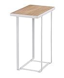 割引 サイドテーブル ホワイト 棚付きマガジンラック コーヒーテーブル ノートベッドサイドテーブル 木目調 テーブル 組立簡単 ベッド＆ソファーの傍らに最適 省スペース タワー スクエア フレーム