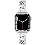 [Aniaboho]互換アップルウォッチ バンド Apple Watch バンド 金属チェーンベルト 46mm 45mm 44mm 49mm 42mm iWatch Series 11 SE 10 9 8 7 6 5 4 3 2 1 リング型 工具付き（シルバー）